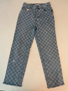 Pacsun high rise straight checkered jeans size 26